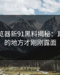 91网浏览器新91黑料揭秘：真正扎眼的地方才刚刚露面