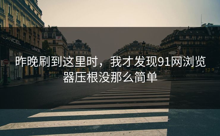 昨晚刷到这里时，我才发现91网浏览器压根没那么简单