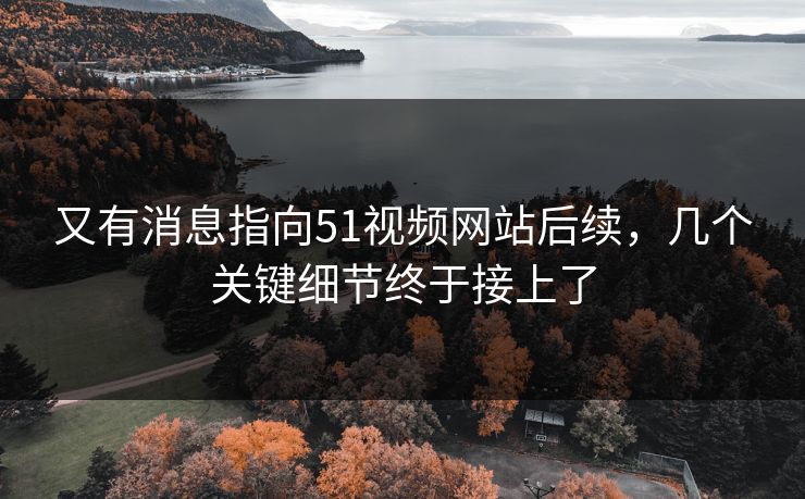 又有消息指向51视频网站后续，几个关键细节终于接上了