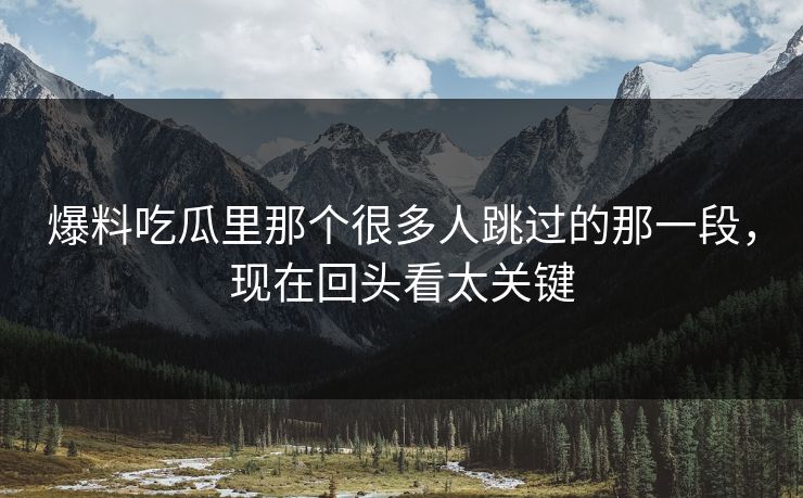 爆料吃瓜里那个很多人跳过的那一段，现在回头看太关键