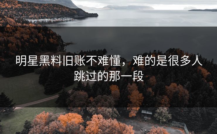 明星黑料旧账不难懂，难的是很多人跳过的那一段