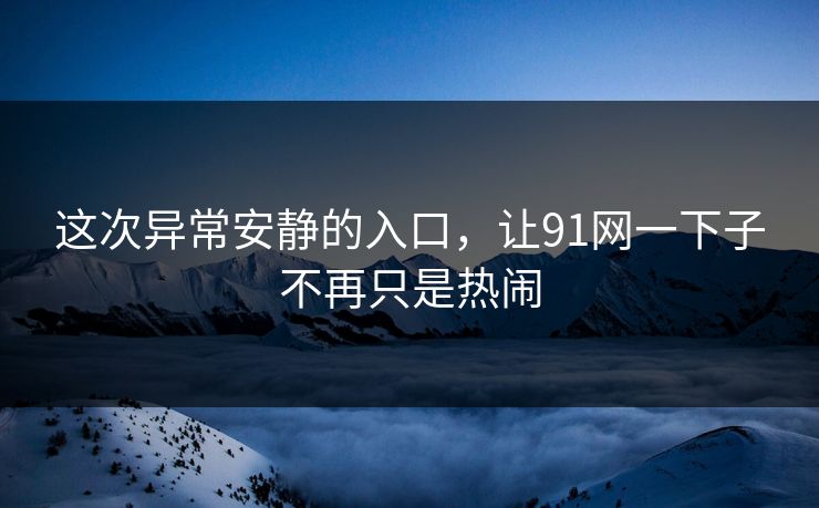这次异常安静的入口，让91网一下子不再只是热闹