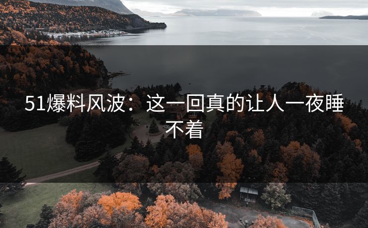 51爆料风波：这一回真的让人一夜睡不着
