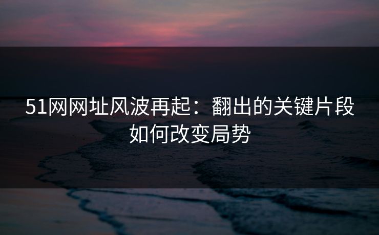 51网网址风波再起:翻出的关键片段如何改变局势 51网网址风波再起:翻出的关键片段如何改变局势