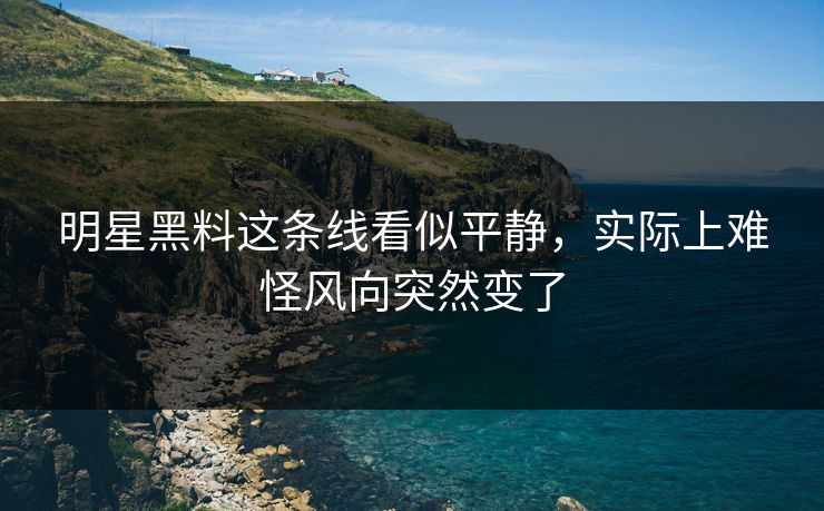 明星黑料这条线看似平静，实际上难怪风向突然变了